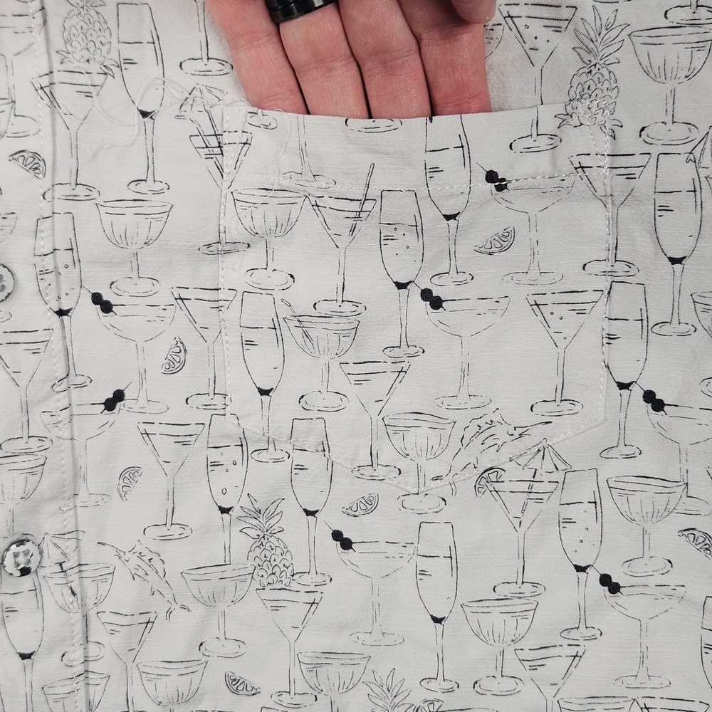 Tommy Bahama Button Up Shirt‎ Mens 3XLB White Cocktail Print The Veracruz Cay - Picture 6 of 10